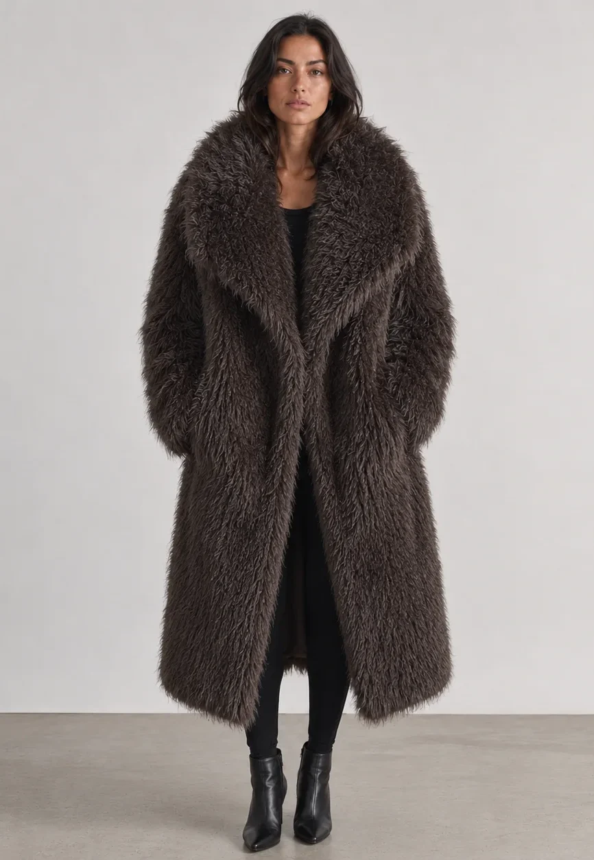 long faux fur coat