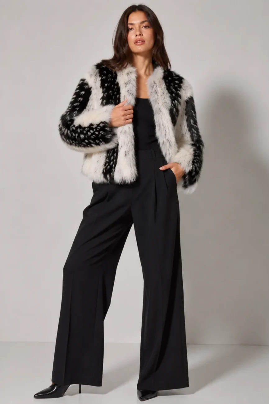 faux fur jacket with collar
