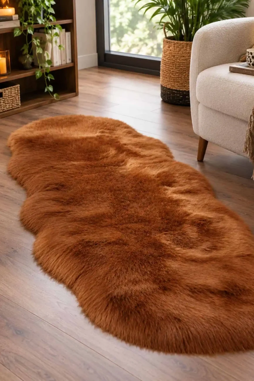white faux fur rug