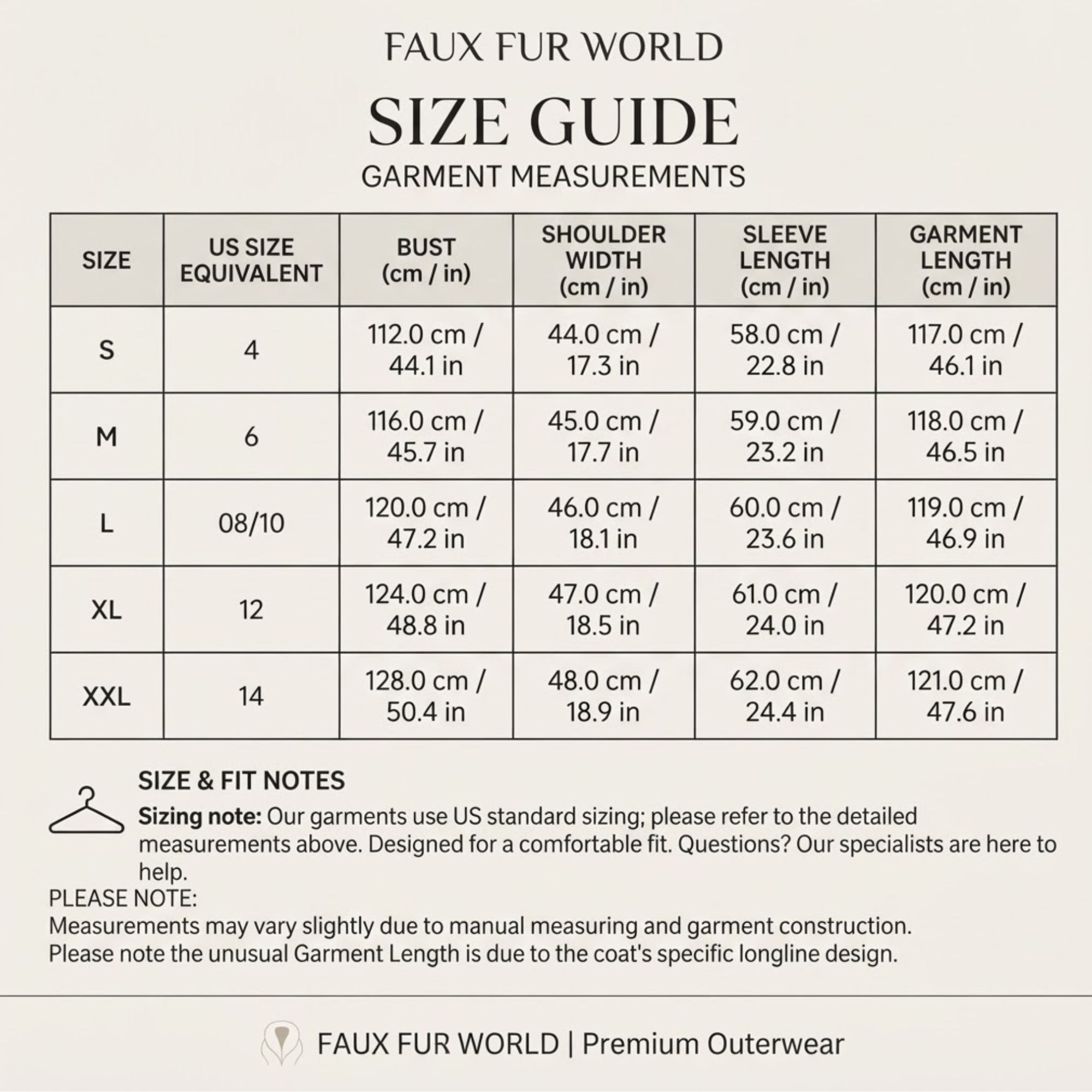 Gray Women Shearling Faux Fur Coat - Teddy Maxi Jacket size chart