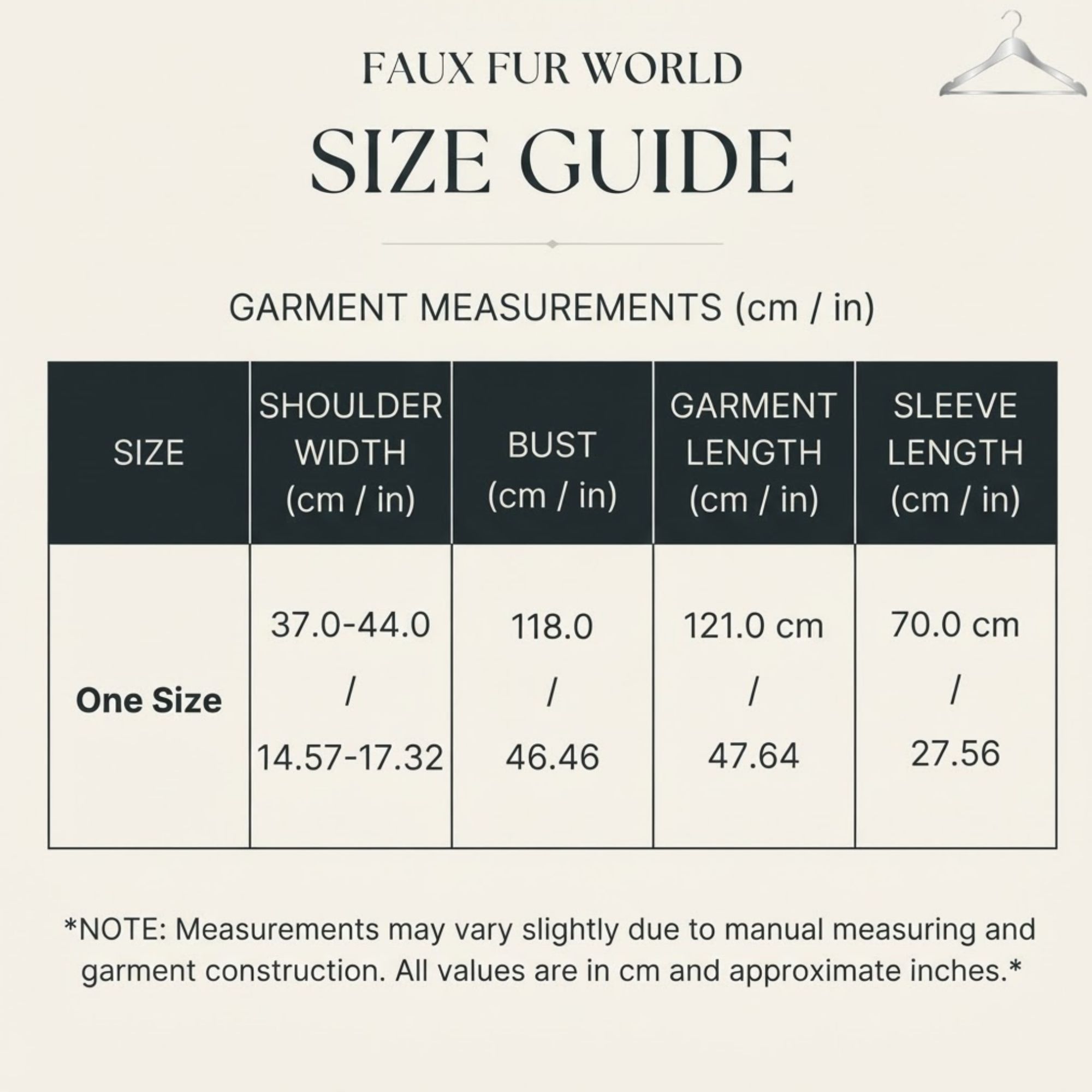 Women Long Faux Fur Coat - Belted Winter Overcoat size chart