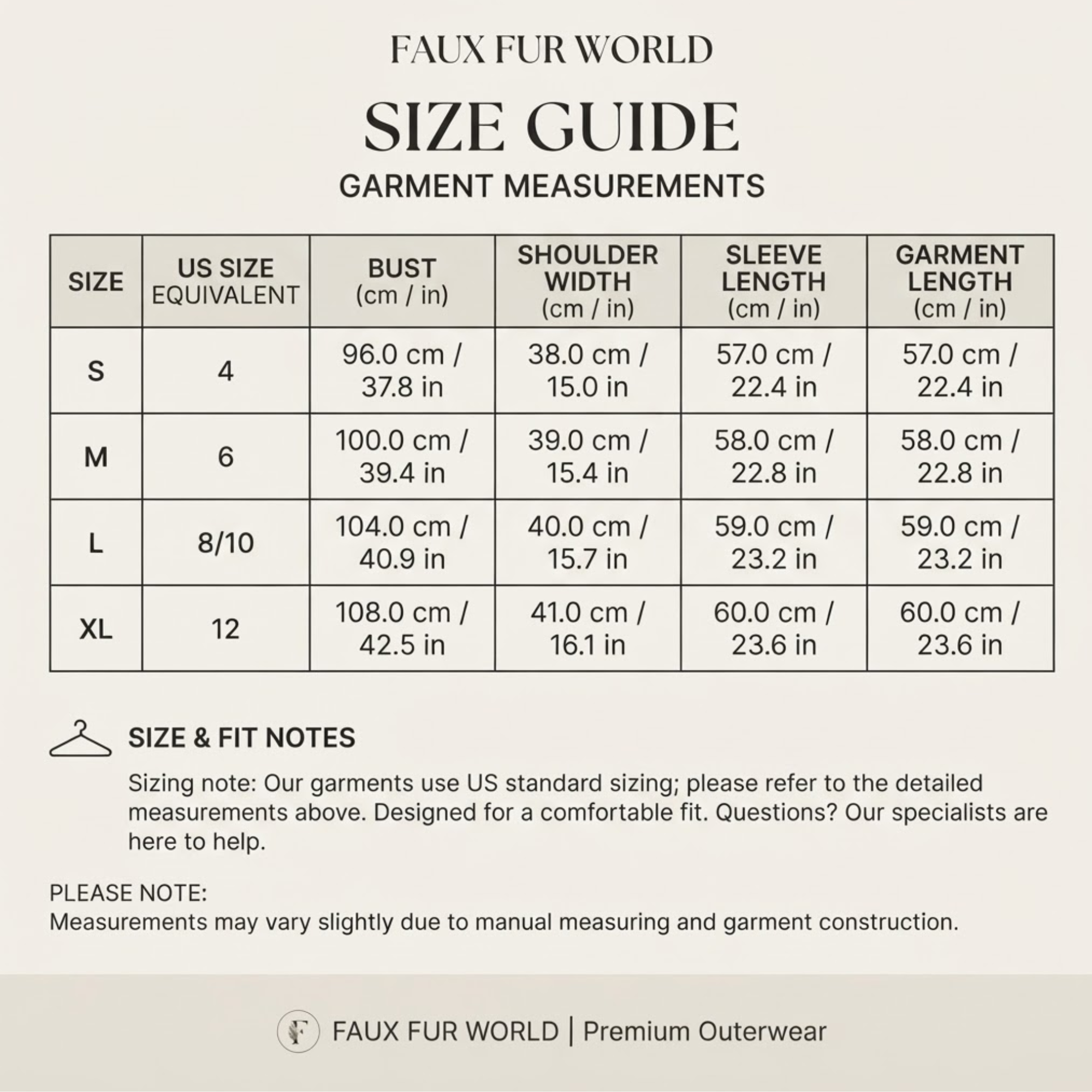 Black Faux Fur Cropped Jacket - Women's Winter Lapel Coat size chart