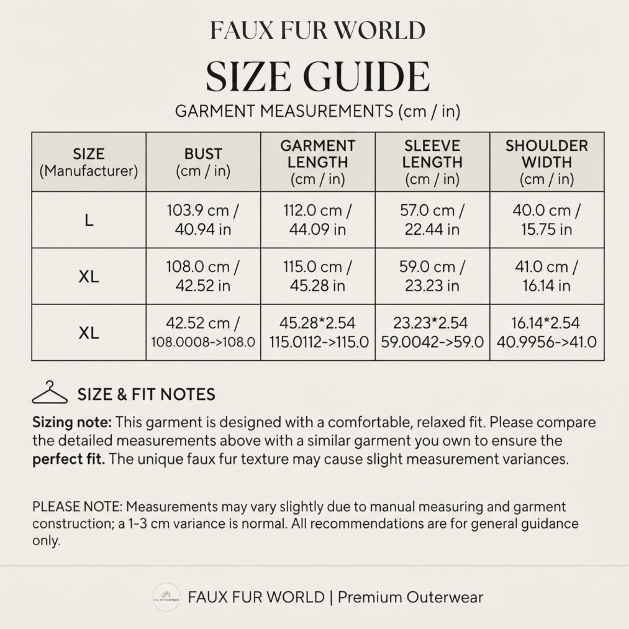Ethnic Faux Fur Coat for Women - Long Vintage Winter Coat size chart