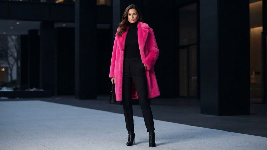 How to Style Pink Faux Fur Coat
