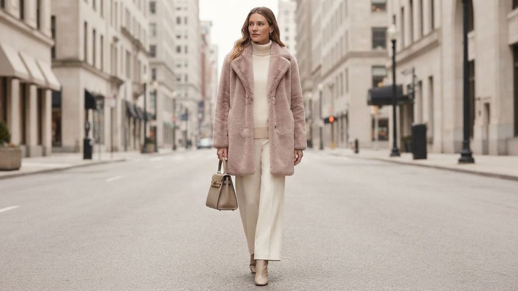 How to Style Pink Faux Fur Coat