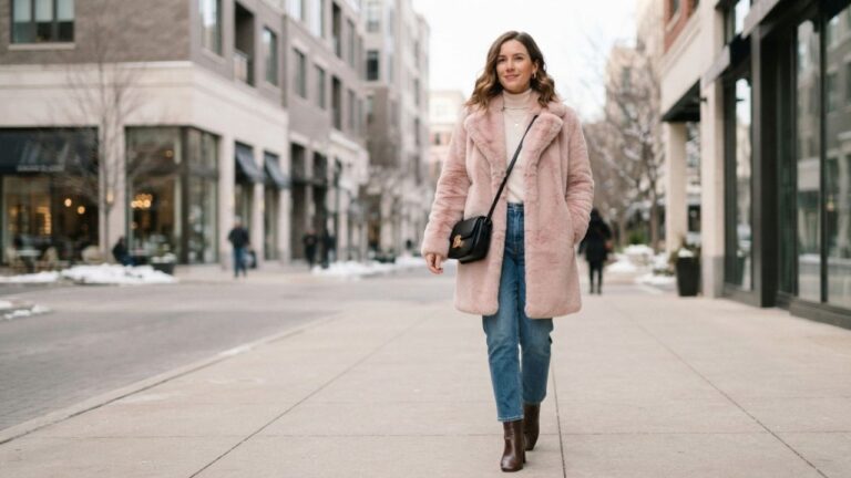 How to Style Pink Faux Fur Coat: 12 Chic Outfit Ideas