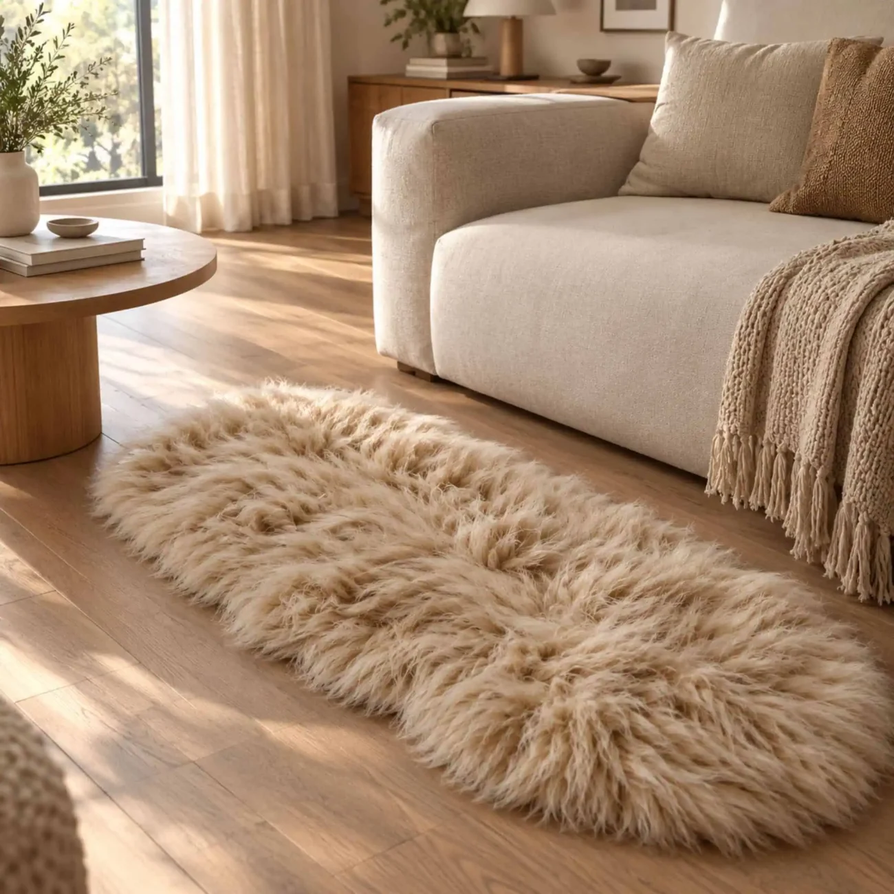 Faux Fur Rug - Long Plush Floor Mat for Bedroom & Living Room