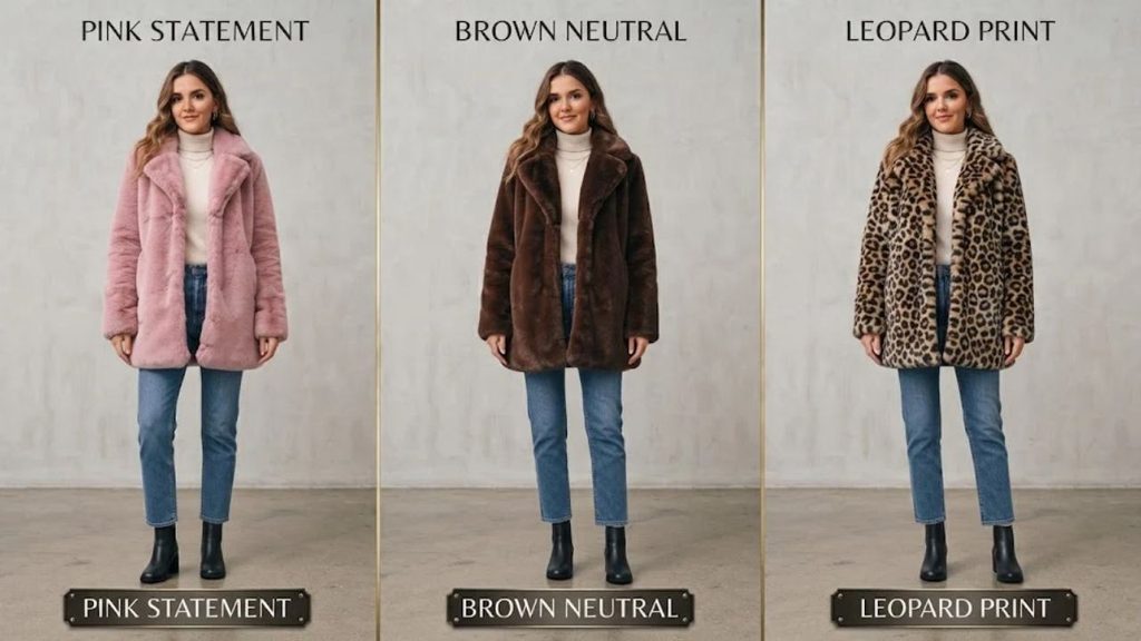 brown fake fur coat